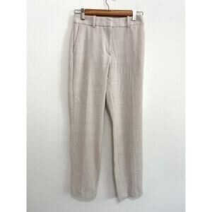 H&M Tapered Ankle Trouser Pants Slacks 6 Preppy Career Beige Plaid Elastic Waist